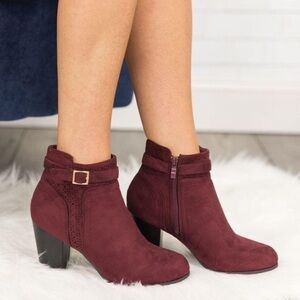 Clarks Burgundy Ankle Boots, 8.5